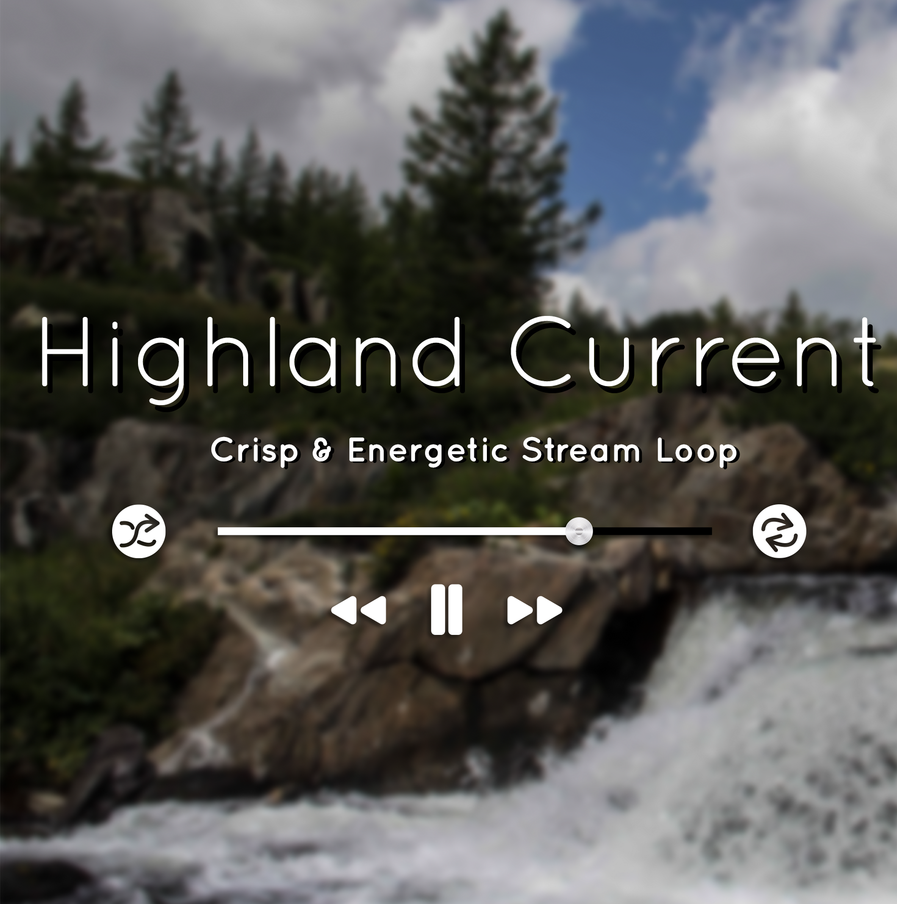 Fast-moving mountain stream at high elevation, bright natural white noise for focus or meditation