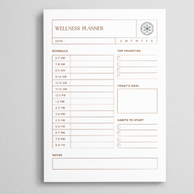Printable daily planner with to-do list, top priorities, and notes sections in minimalist design